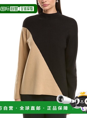 自营Jones New York Colorblock Mock Neck Sweater - black 美国