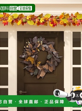 自营 safavieh人造 30 英寸玉兰叶和水果花环 - 深紫色/黄色 美国