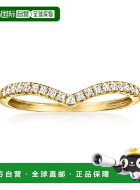 自营 RS Pure by Ross-Simons 14kt 黄金 V 形钻石戒指 - 白色 美