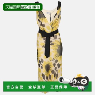 自营Marina Rinaldi Yellow Chiffon Sunflower Print Sleeveless