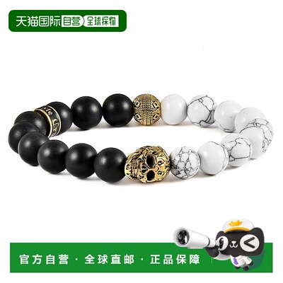 自营 Crucible Los Angeles 单金色骷髅弹力手链，配 10 毫米哑光