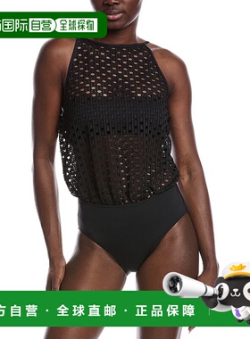 自营 Carmen Marc Valvo高领单品-黑色 美国奥莱直发泳衣