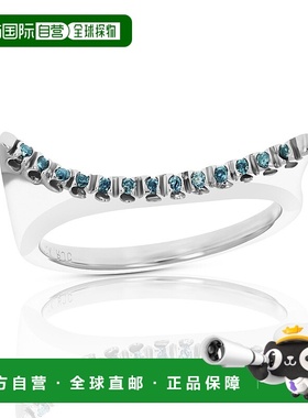 自营 vir jewels 1/12 cttw 蓝色钻石结婚戒指 10K 白金圆形新娘