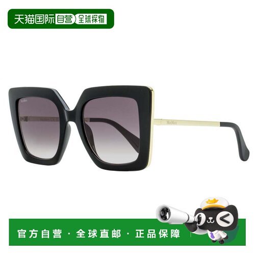 自营Max Mara 女士 Design4 太阳镜 MM0051 01B 黑色/金色 52 毫