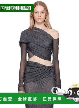 1h可退 香港直邮潮奢 Jade Cropper 女士 灰色裹身长袖 T 恤 2023