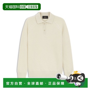 自营bossPolo-collar sweater in cashmere - white 美国奥莱直发