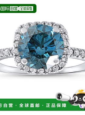 自营 pompeii3pompeii 31 3/4 克拉蓝色钻石垫形光环订婚戒指 14k