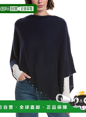 自营sofiacashmere Knit Wool & Cashmere-Blend Poncho - navy