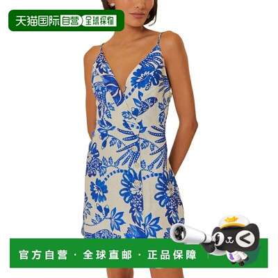 自营FARM Rio Floral Birds Off White Linen Mini Dress - white