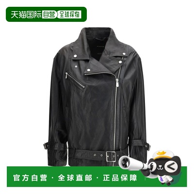 自营PINKO Leather Women's Jacket - black 美国奥莱直发皮衣