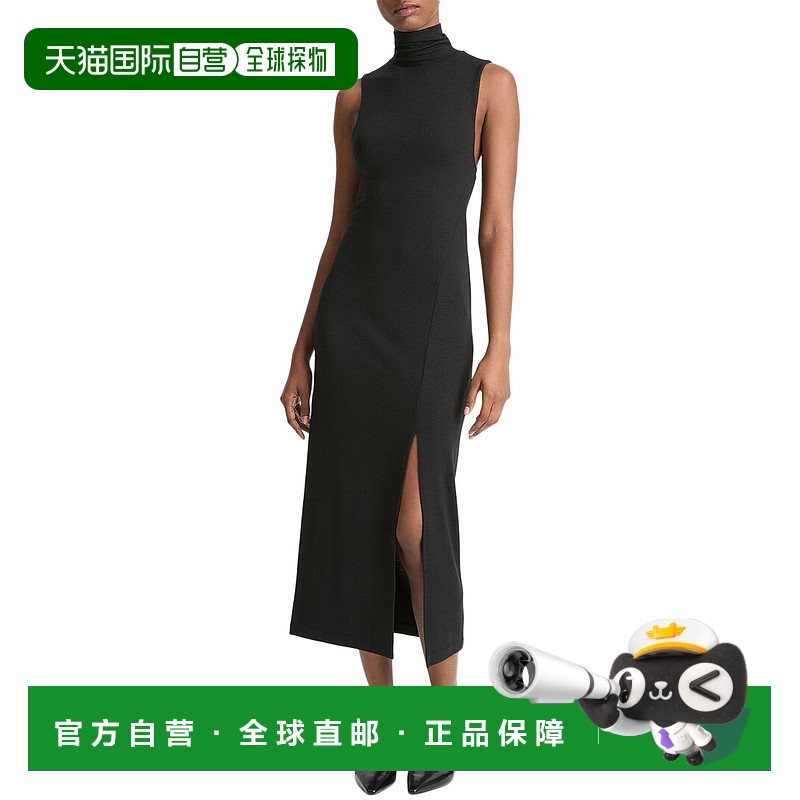 自营Vince无袖高领连衣裙-黑色 美国奥莱直发