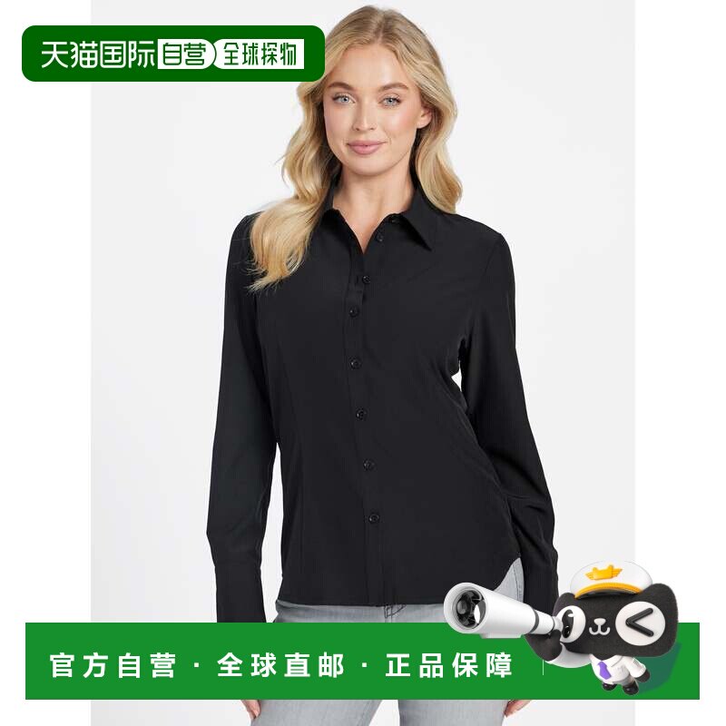 自营guess朱莉纽扣衬衫-黑色 美国奥莱直发通勤