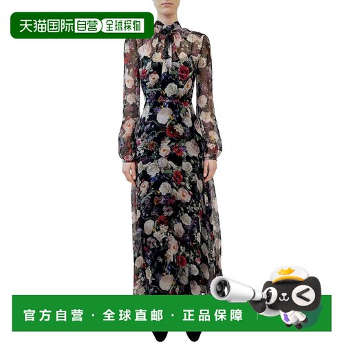 自营Adam Lippes Silk Black Lowell Dress - black floral 美国