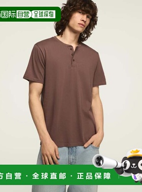 自营lucky brandLucky品牌男士Supima短袖Henley-中号深紫色 美国