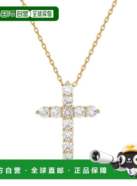 自营Suzy Levian 金色纯银方晶锆石十字架吊坠 - 黄色 【美国奥莱