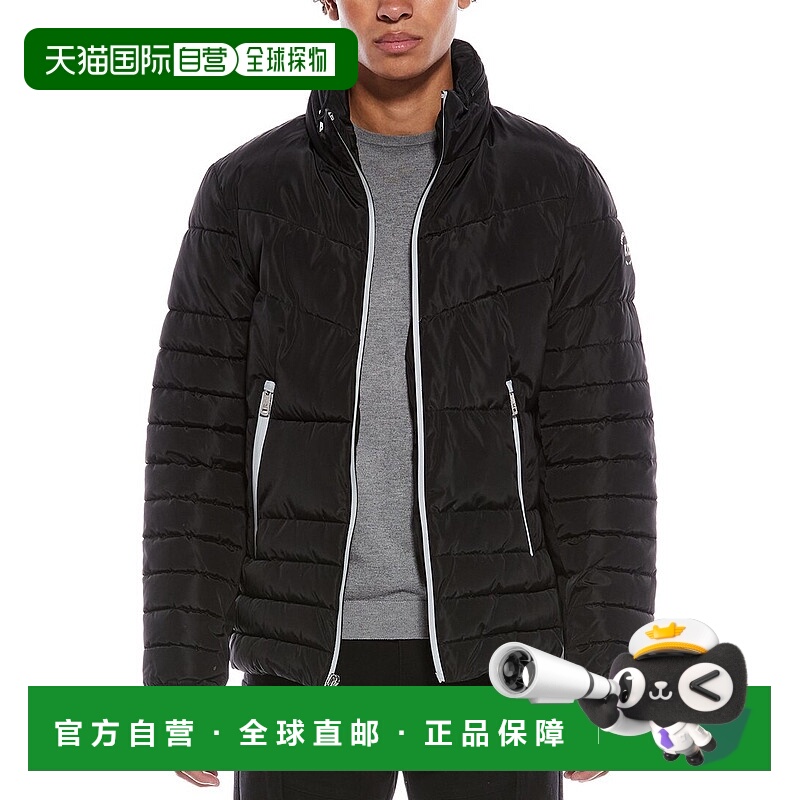 自营Kenneth Cole Faux Memory Puffer Coat - black 美国奥莱直