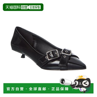自营Free People So 90's Kitten Heel Leather Pump - black 美