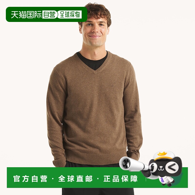 自营 Nautica男式Navtech V领毛衣-玻璃水瓶色 美国奥莱直发