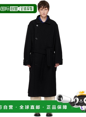 1h可退 香港直邮潮奢 Lemaire 男士 黑色 Wrap 大衣 CO1037LF1116