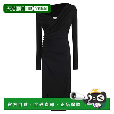 自营elisabetta franchiDraped Midi Dress With Jeweled Side Bu