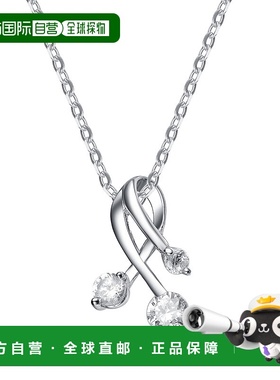自营 genevive纯银白色立方氧化锆镀铑股线吊坠 美国奥莱直发