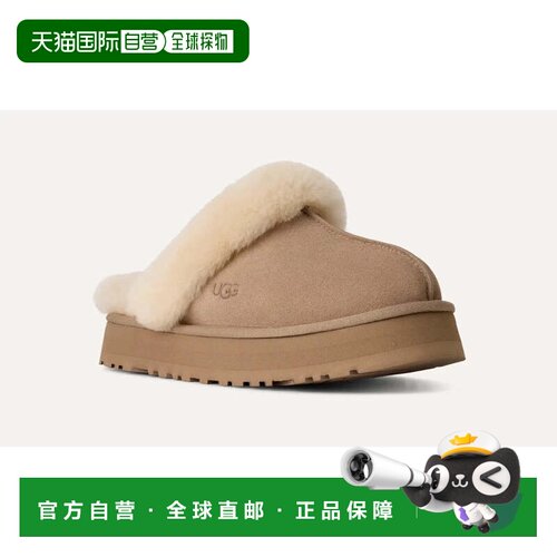 自营UGG Disquette 1122550-SAN拖鞋女士沙绒面革休闲鞋GUG301-棕