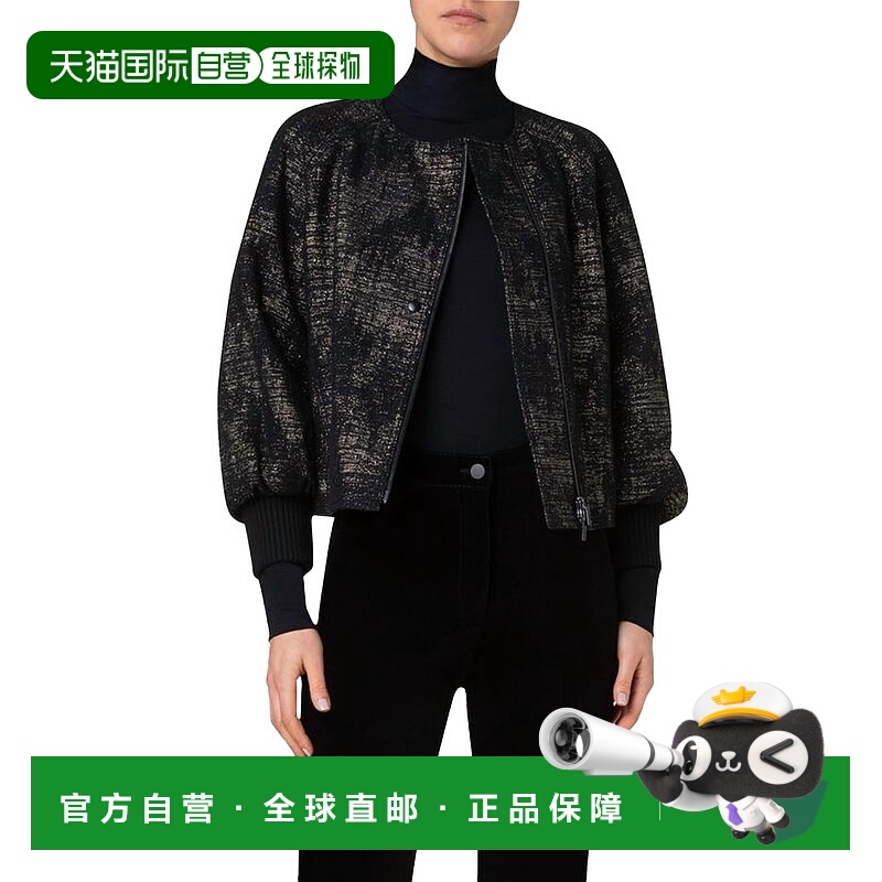 自营 akris punto黑色金线不对称牛仔夹克 - 黑色 美国奥莱直发