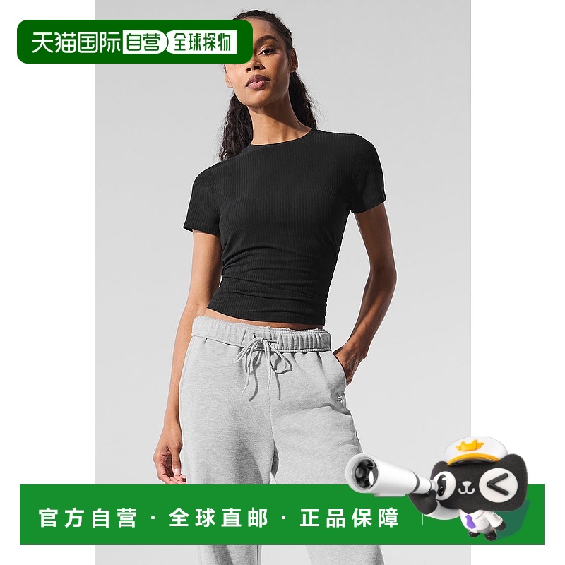 1h可退 美国直邮AloYoga瑜伽Ribbed系列女士运动T恤W1449R短袖