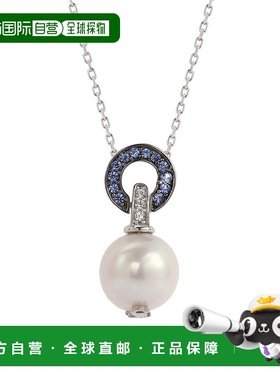 自营 Suzy Levian 纯银珍珠和蓝宝石经典圆形吊坠 - 蓝色 美国奥