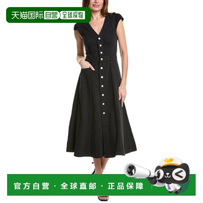 自营PAIGE Aida Midi Dress - black 美国奥莱直发