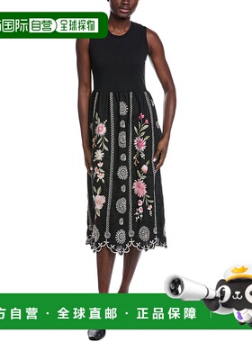 自营Johnny Was Mixed Media Linen Tank Dress - black 美国奥莱