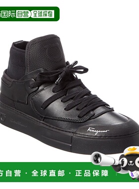 自营 salvatore ferragamoFerragamo Neely 皮革运动鞋 - 黑色 美