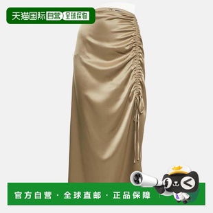 自营Polo Ralph Lauren Brown Satin Ruched Midi Skirt - brown