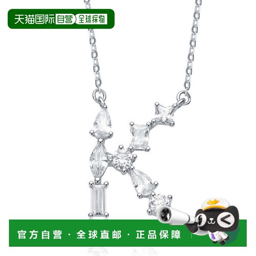 自营geneviveSterling Silver White Gold Plated with Clear Cub