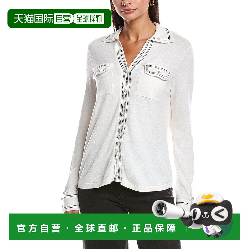 自营Minnie Rose Pearl Button Cashmere-Blend Sweater - white