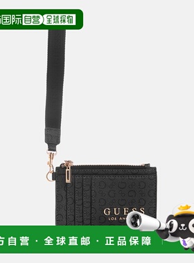 自营guessEldoria Enlarged Logo Card Case Wristlet - coal 美