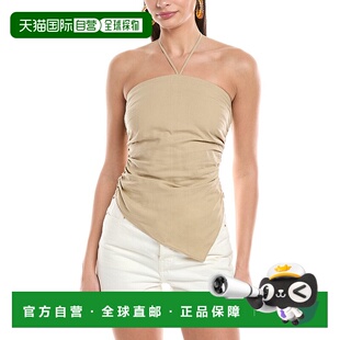 棕色 Air不对称吊带亚麻混纺上衣 美国奥莱直发性感 Onia 自营