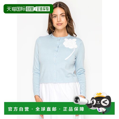 自营Blue Floral Applique Cardigan - blue 美国奥莱直发开衫