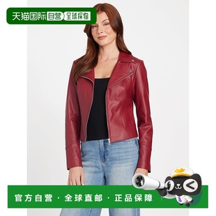 Jacket Leather beet juice 美国奥莱 自营guessJacki red Faux