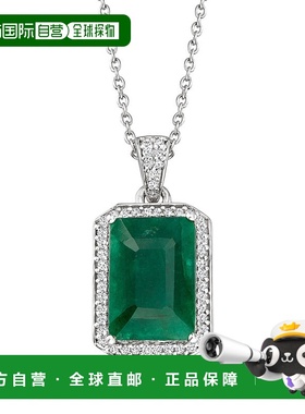 ross-simons罗斯-西蒙斯翡翠和 . 925 纯银钻石吊坠项链 - 18 英