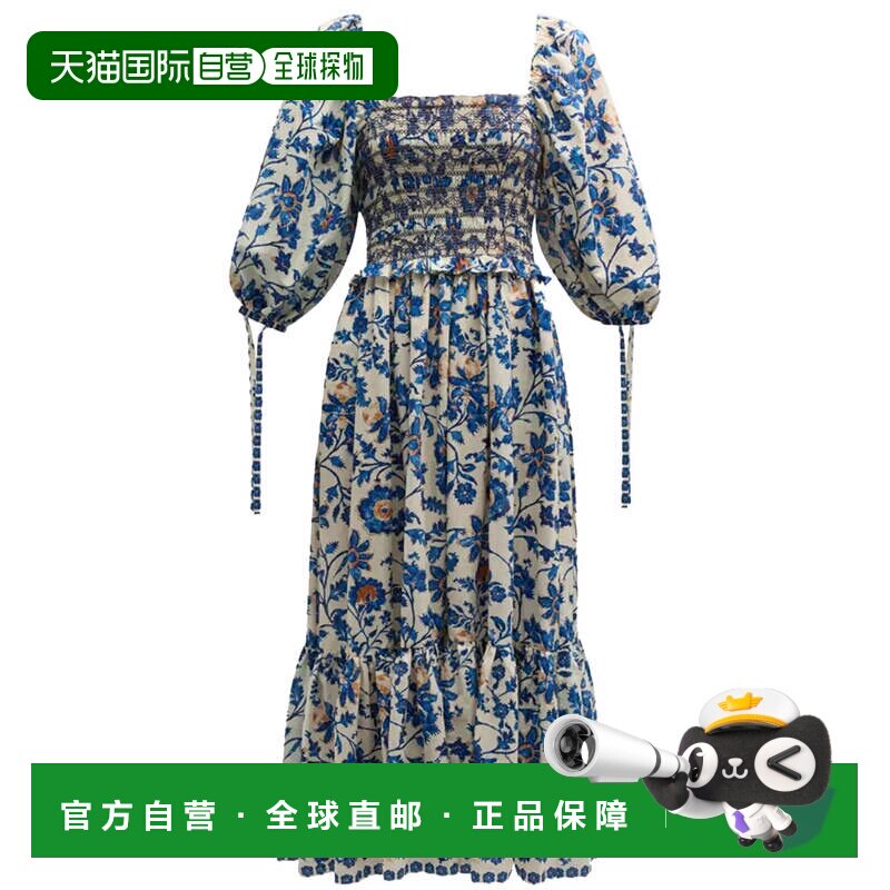 自营Cara Cara 女式 Jazzy 分层抽褶中长连衣裙 Azure Alexandria