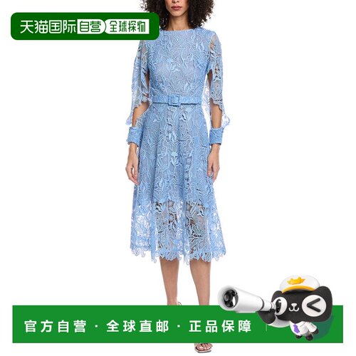 自营Oscar de la Renta Bellflower Guipure Silk-Lined Midi Dre