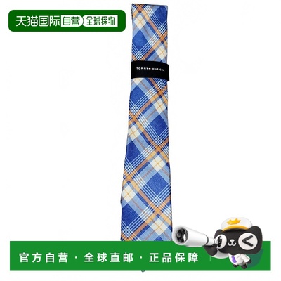 自营tommy hilfigerMen's Designer Tie In Blue Plaid - blue pl