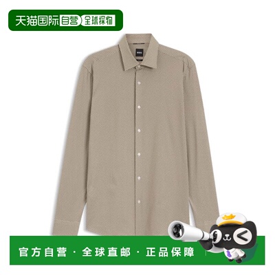 自营bossSlim-fit shirt in Italian-made performance-stretch f