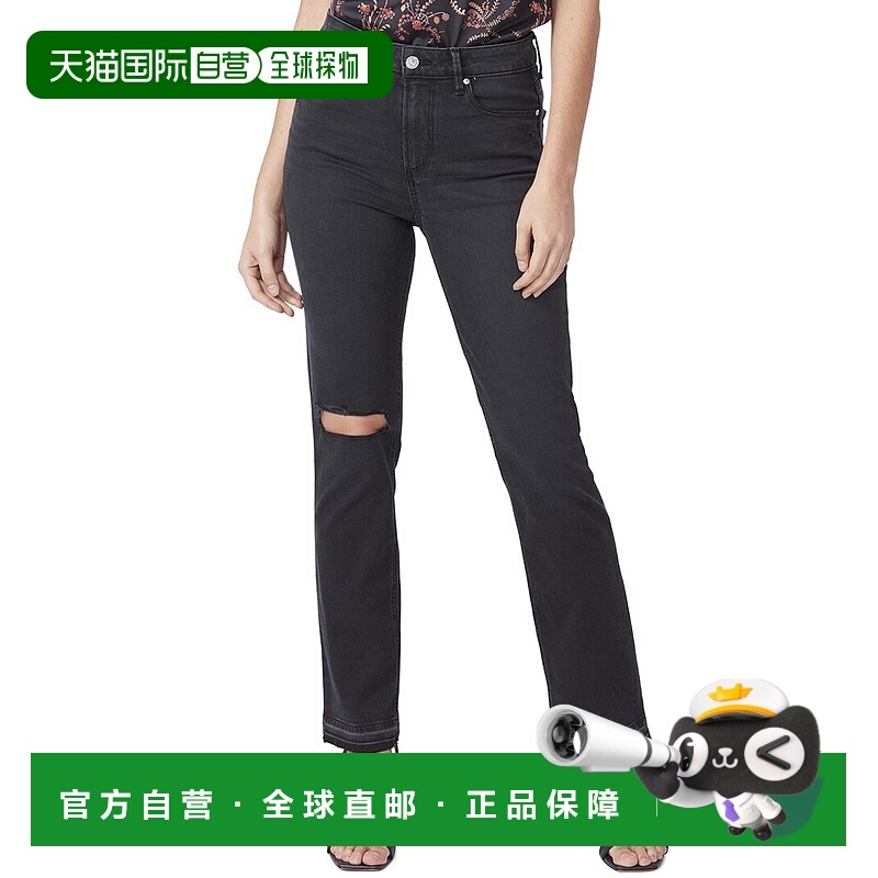 自营PAIGE Cindy Undone Hem Jean - black 美国奥莱直发