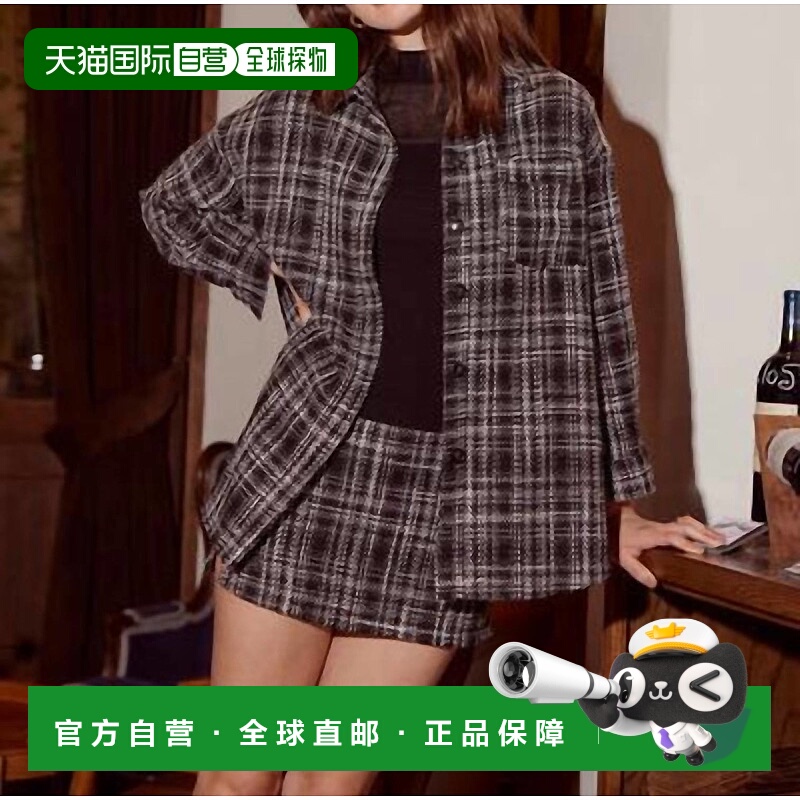 自营lucy parisJacque Tweed夹克黑色格子-黑色格子 美国奥莱直发