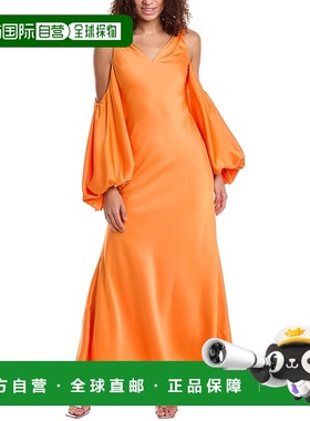 自营 Halston Binnie 礼服 - 橙色 美国奥莱直发连衣裙长裙