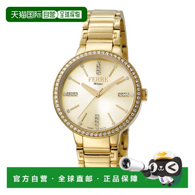 自营 Ferre Milano 女士金色表盘不锈钢腕表 - 金色 美国奥莱直发