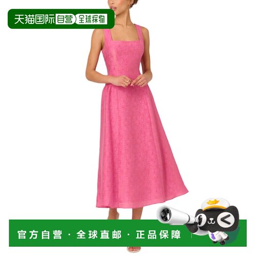 自营Adrianna Papell Jacquard Midi Dress - red 美国奥莱直发