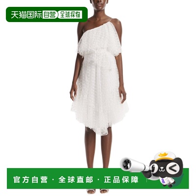 自营Monique Lhuillier One-Shoulder Spaghetti Strap Cocktail